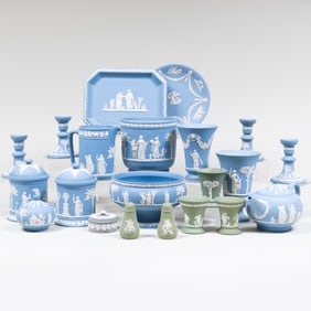 Group of Wedgwood Blue and Green Jasperware