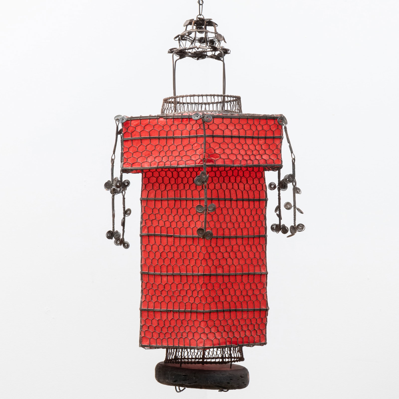 Asian Wire and Paper Hanging Lantern: Asian Wire and Paper Hanging Lantern 28 x 13 in. diam.