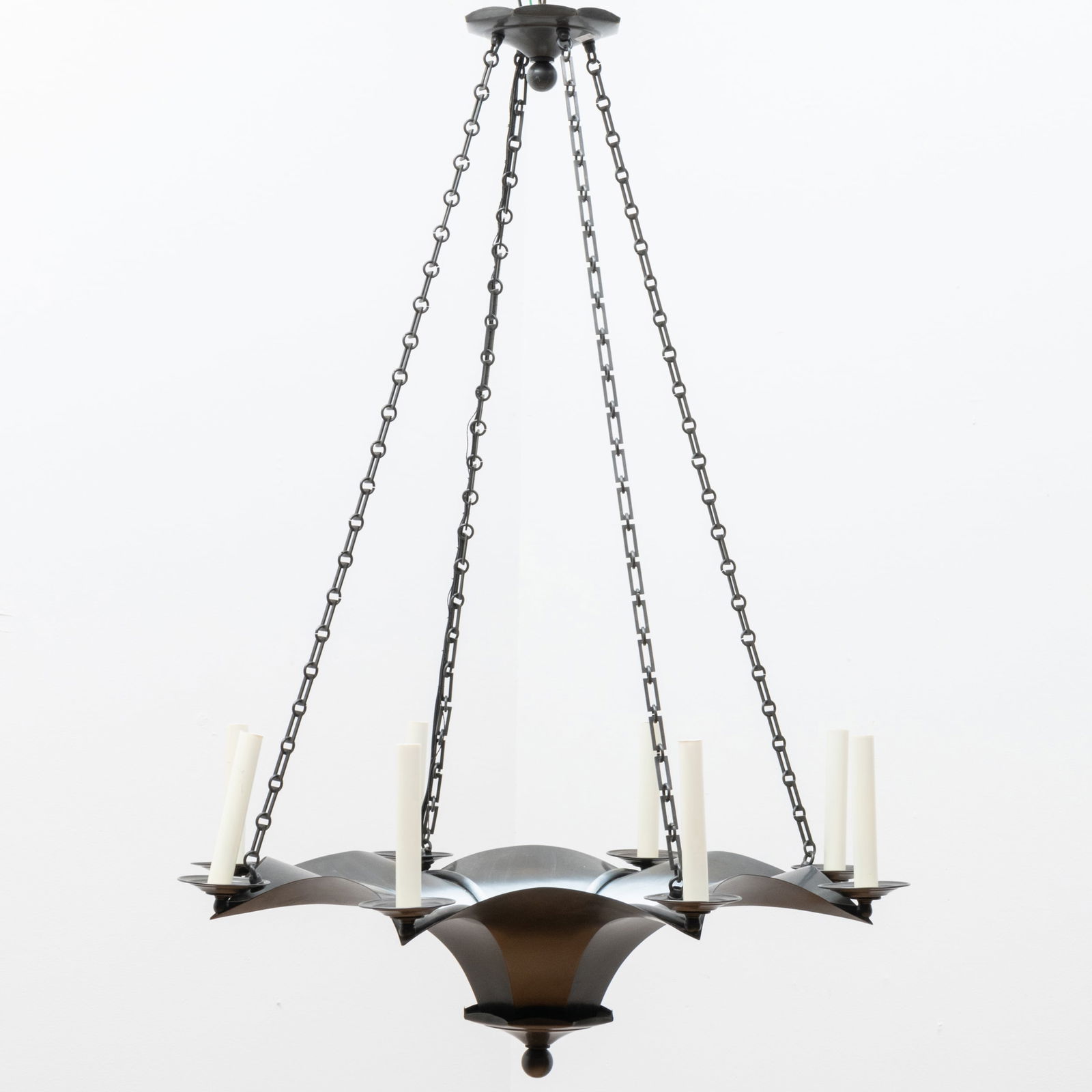 Modern Black Painted Tole Eight-Light Chandelier (1 of 7)