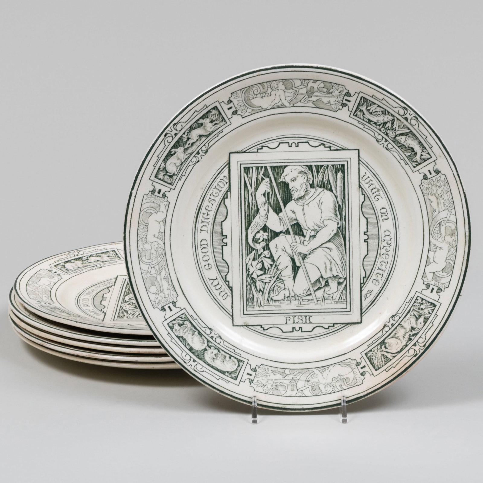 Set of Six Wedgwood Porcelain Aesthetic Plates: Set of Six Wedgwood Porcelain Aesthetic Plates Impressed mark. 10 1/4 in. diam.
