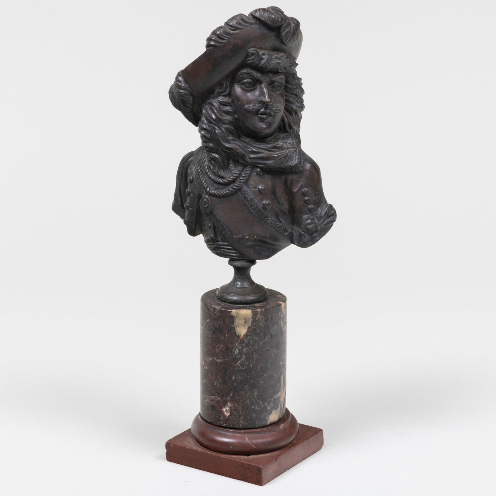 Bronze Bust of a Musketeer on Marble Socle (1 of 7)