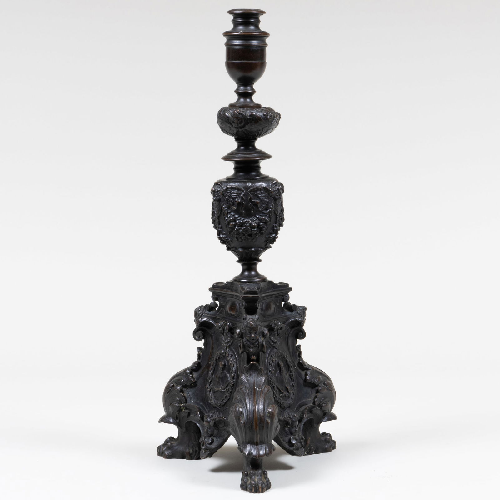 Italian Baroque Patinated-Bronze Candlestick (1 of 9)