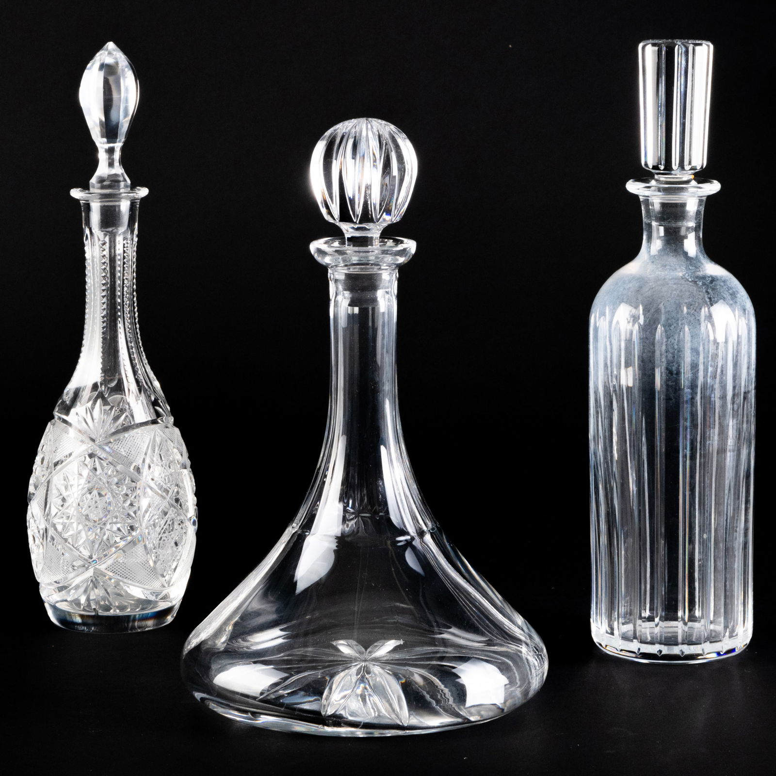 Group of Three Cut Glass Decanters and Stoppers (1 of 6)
