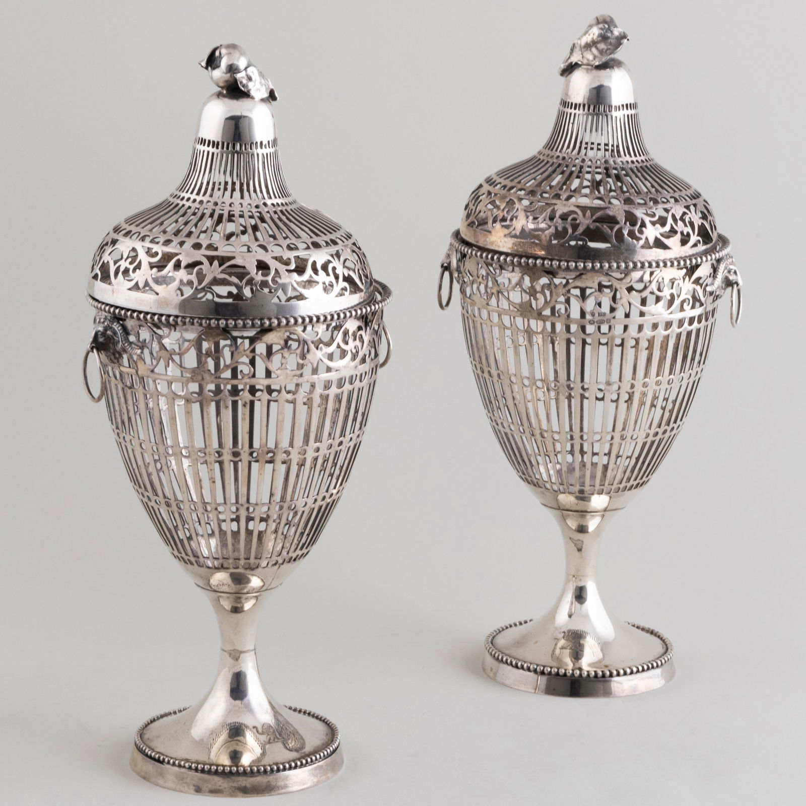 Pair of Continental Silver Chestnut Vases and Covers (1 of 10)