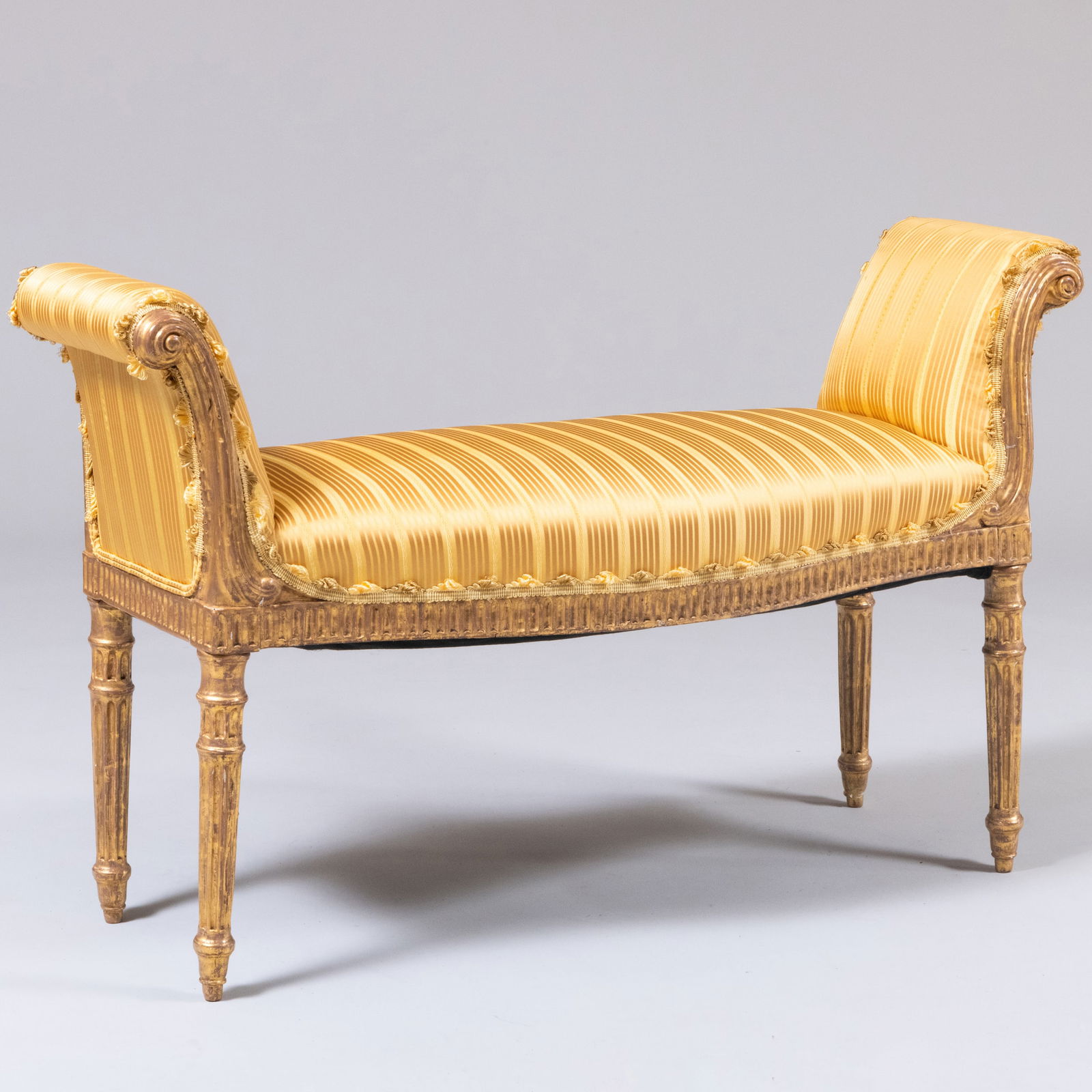 George III Style Upholstered Giltwood Window Bench (1 of 7)