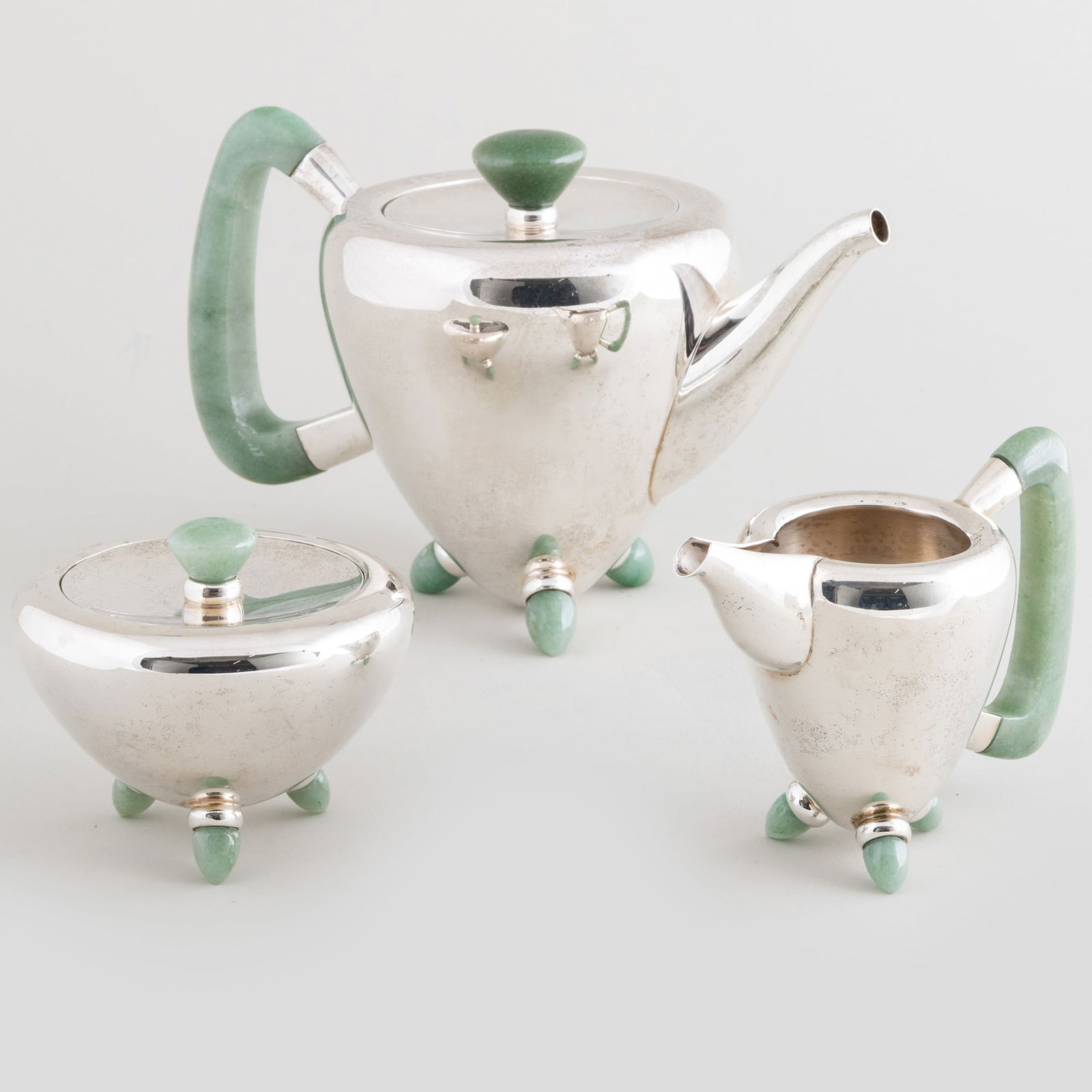 Ravissant Silver and Hardstone Three-Piece Tea Set (1 of 17)