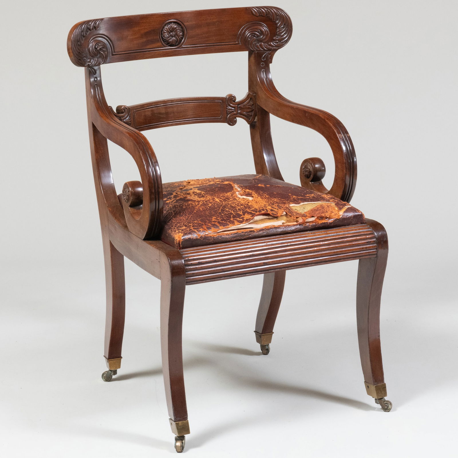 Regency Carved Mahogany Armchair (1 of 11)