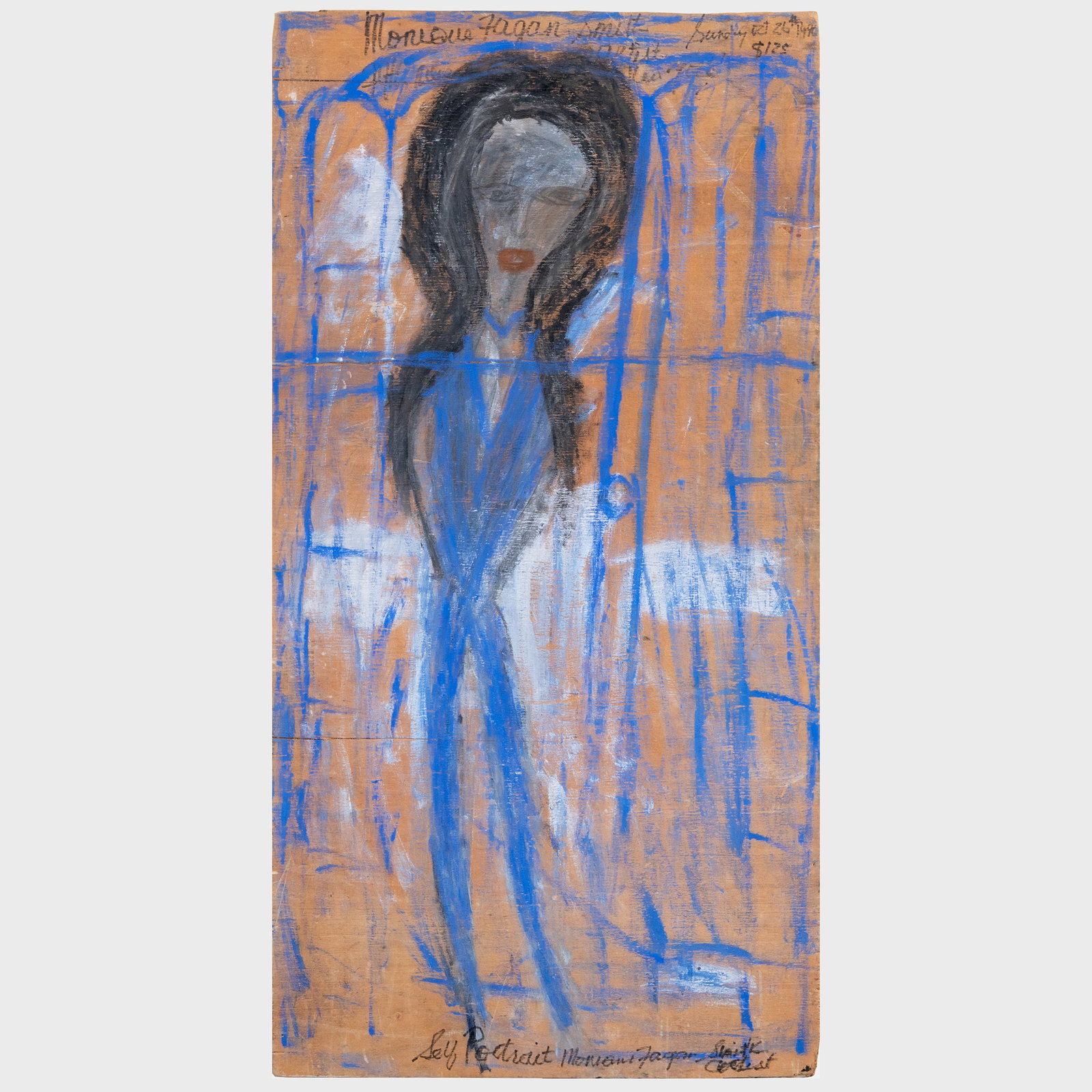 Monique Fagan Smith: Untitled: Monique Fagan Smith: Untitled Two-sided ink and acrylic on board, 1996, signed, dated and variously inscribed at top and on the reverse. 39 x 20 in., unframed. The Collection of Donald Baechler.