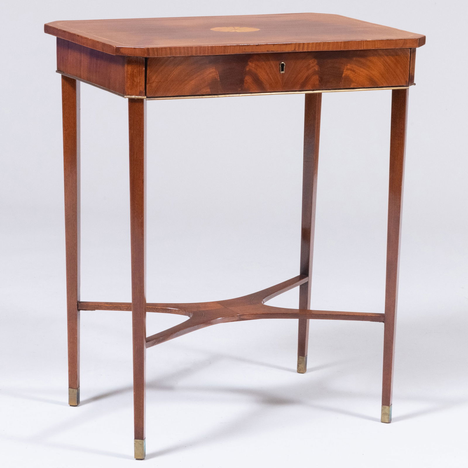Continental Neoclassical Style Brass-Mounted and Inlaid Mahogany Side Table (1 of 8)