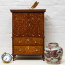 Miniature Anglo-Indian Bone and Brass-Inlaid Walnut and Hardwood Cabinet