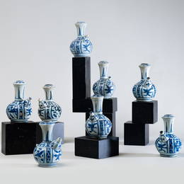 Group of Twelve Small Chinese Blue and White Porcelain Kendi