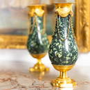 Pair of Louis XVI Ormolu-Mounted Green Porphyry Urns