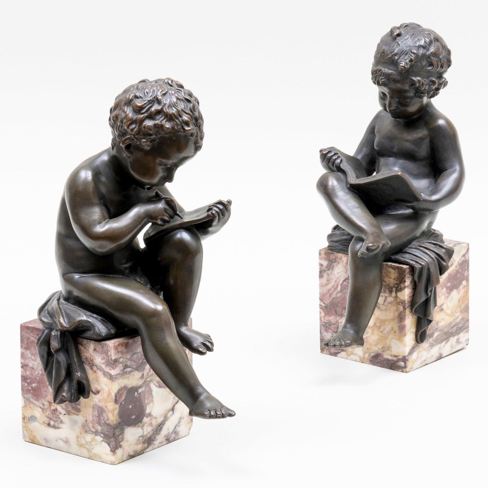 Charles Gabriel Sauvage (Lemire) (1741-1827): 'L' Enfant Lisant' and 'L'Enfant Dessinant' (1 of 7)