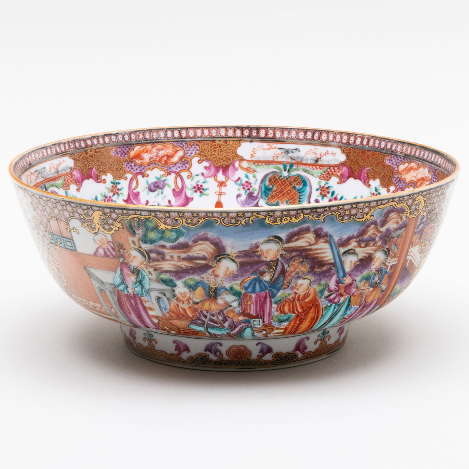 Chinese Export Mandarin Palette Porcelain Punchbowl (1 of 15)