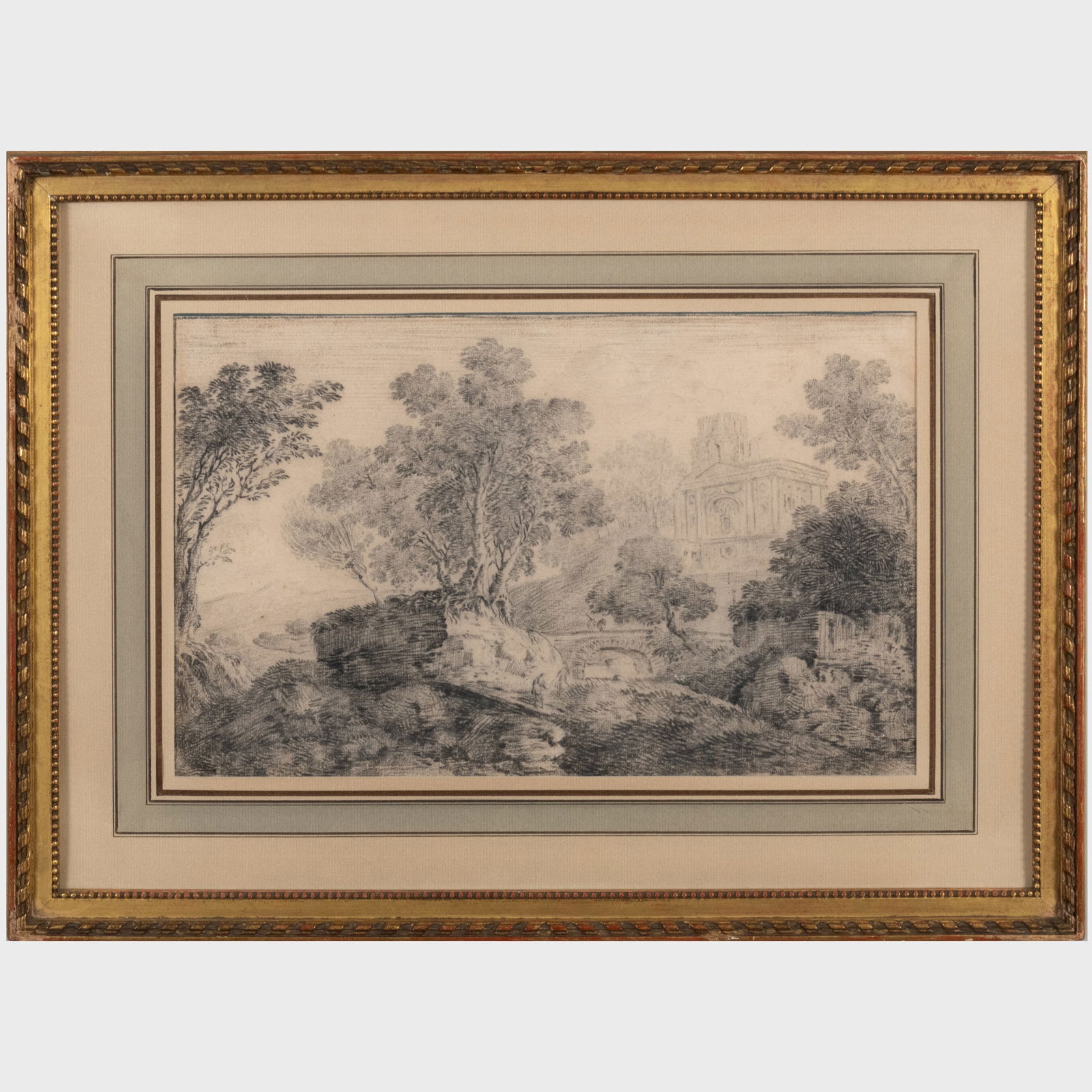 French School: Landscape with Classical Building (1 of 3)