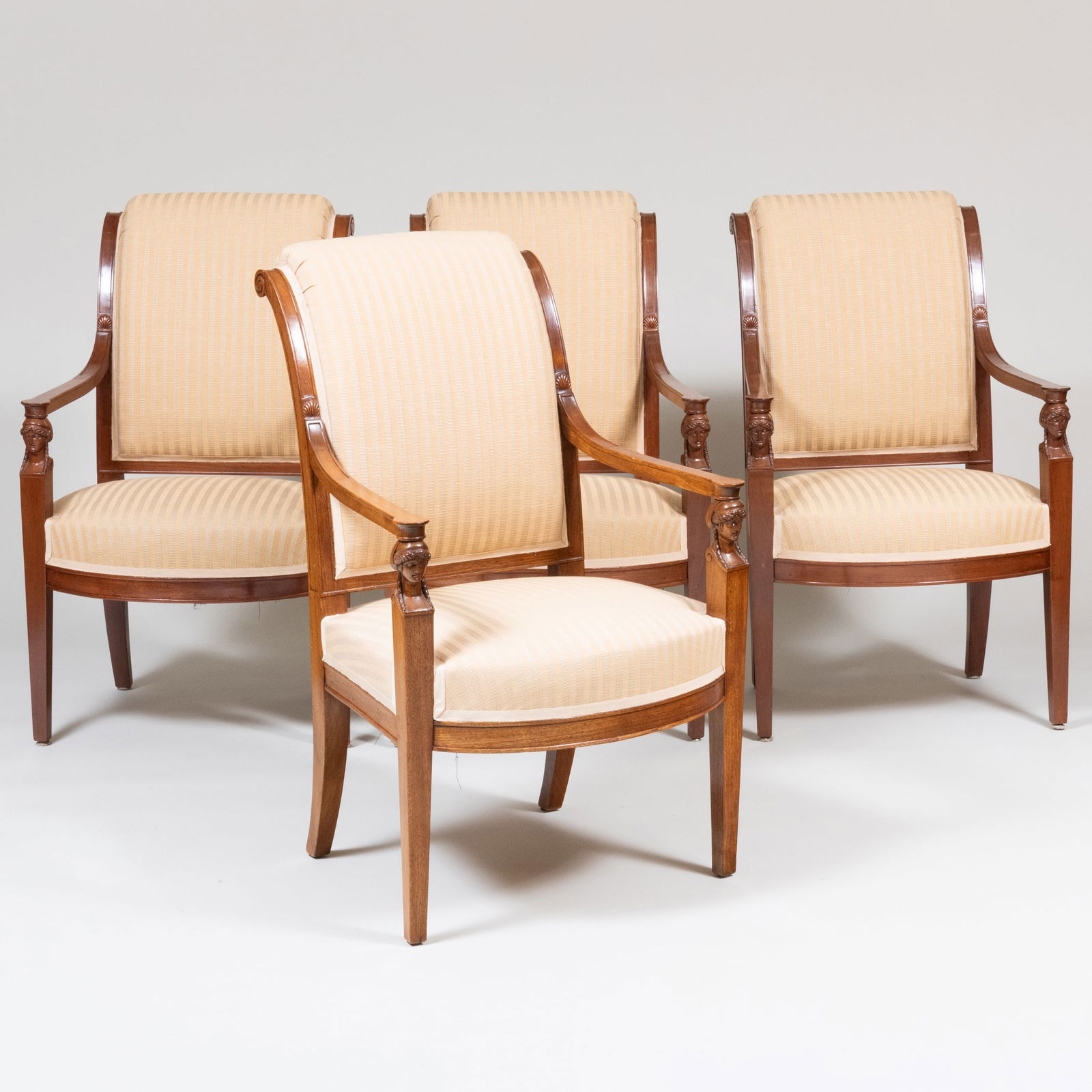 Set of Four Empire Mahogany Fauteuils a la Reine (1 of 9)