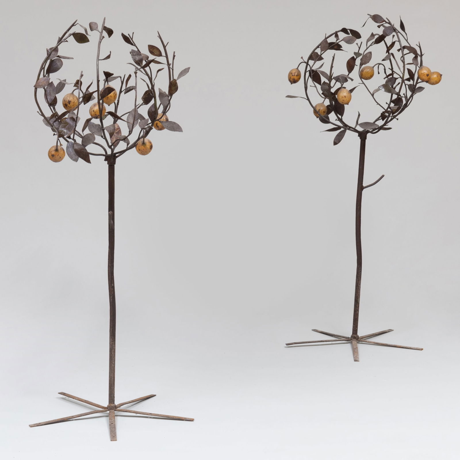 Pair of Painted Metal and Tôle Models of Lemon Trees (1 of 15)