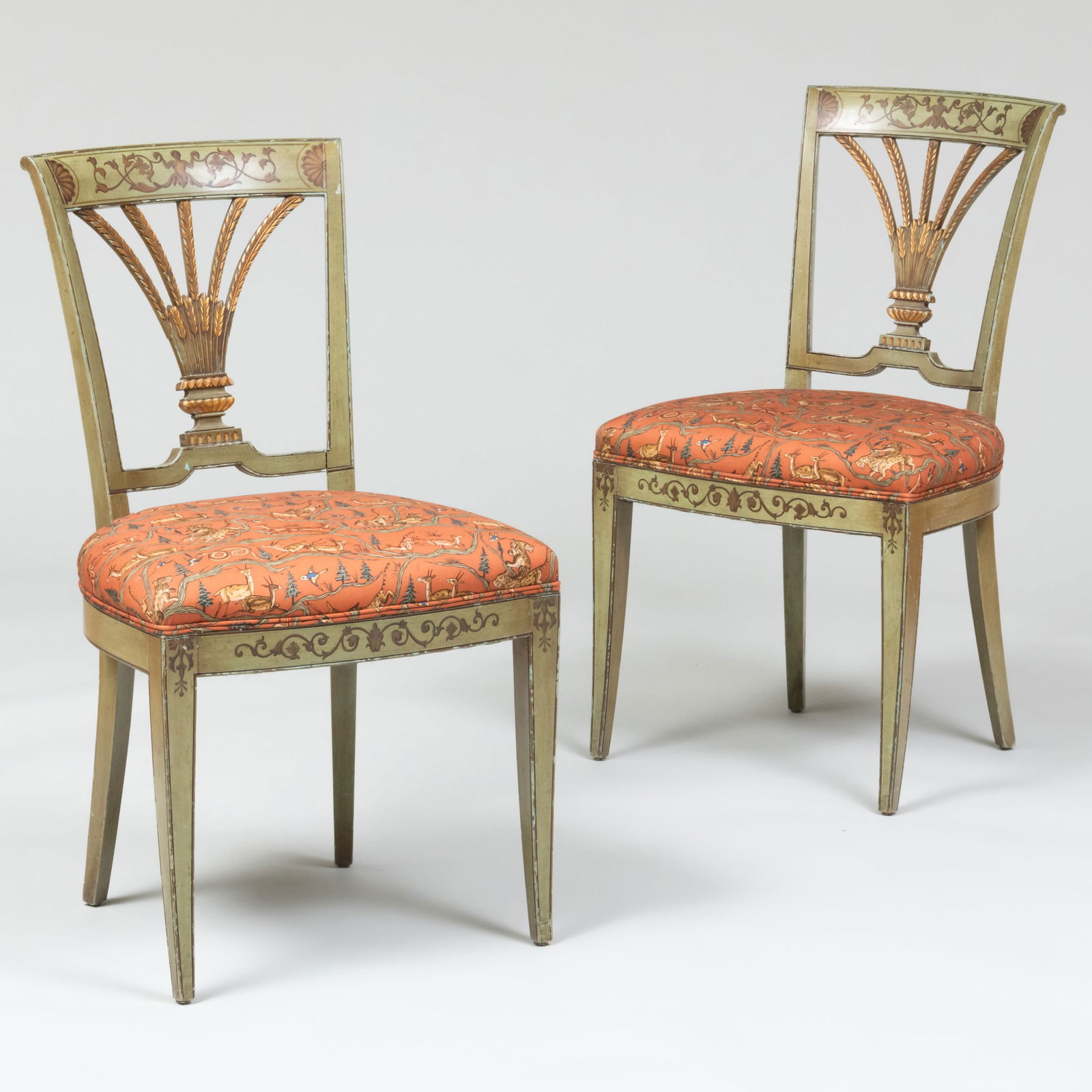Pair of Italian Neoclassical Style Painted and Parcel-Gilt Side Chairs (1 of 11)