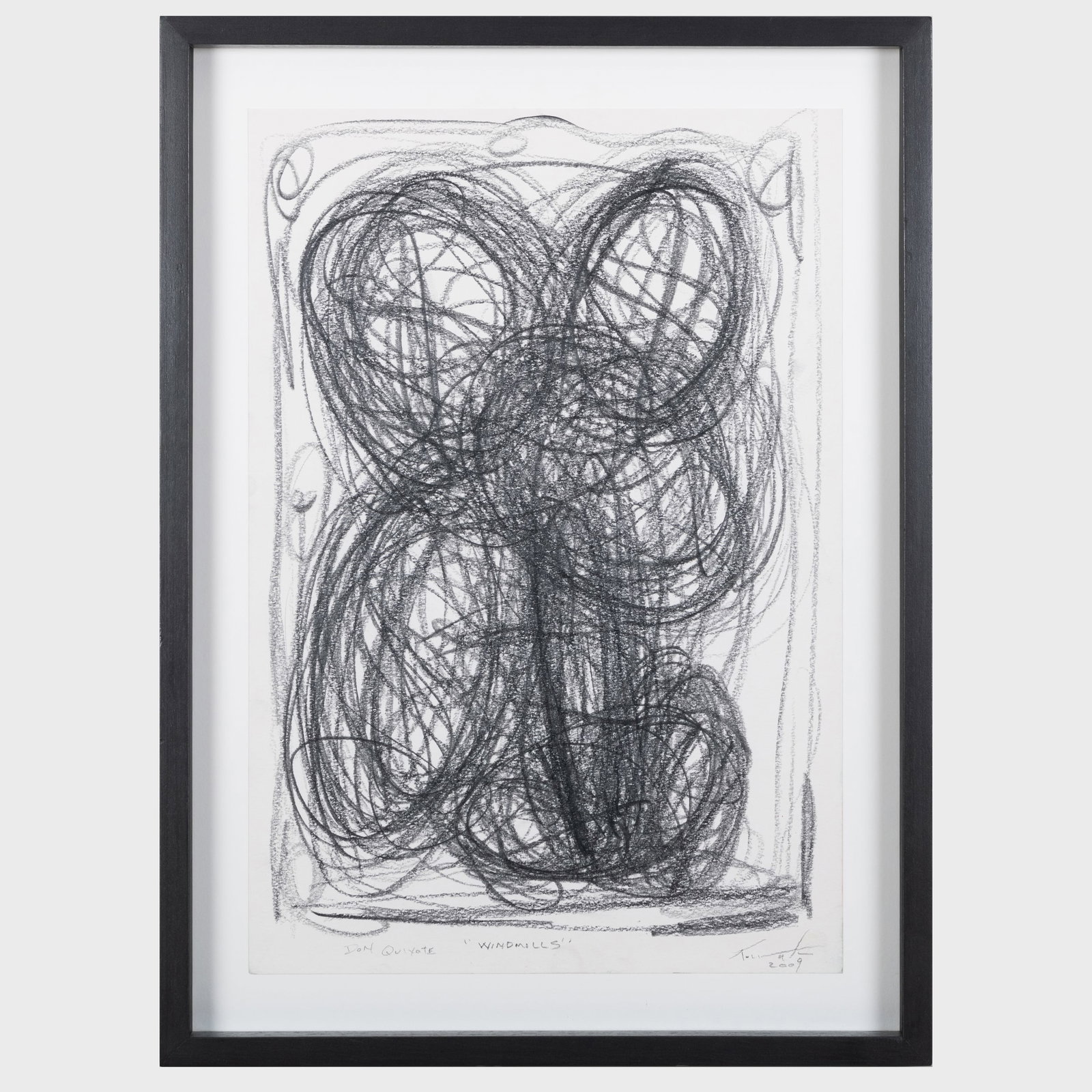 Jeff Kowatch (b. 1965): Windmills, from Don Quixote Series: Jeff Kowatch (b. 1965): Windmills, from Don Quixote Series Pencil on paper, 2009, signed 'Jeff Kowatch' and dated lower right, titled lower left. 21 1/2 x 15 in. (sheet), 26 x 19 1/2 in. (frame). Gale