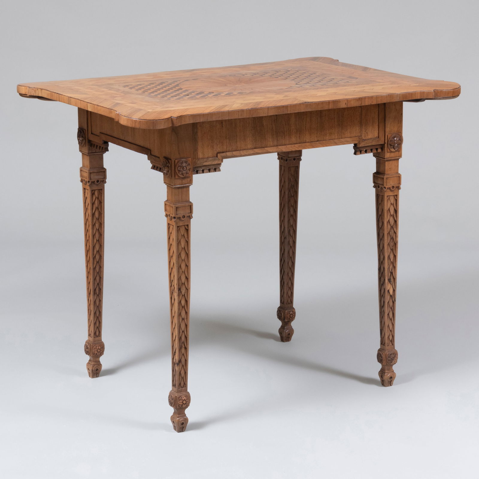 Continental Neoclassical Fruitwood and Walnut Parquetry Games Table, Probably Scandinavian (1 of 10)