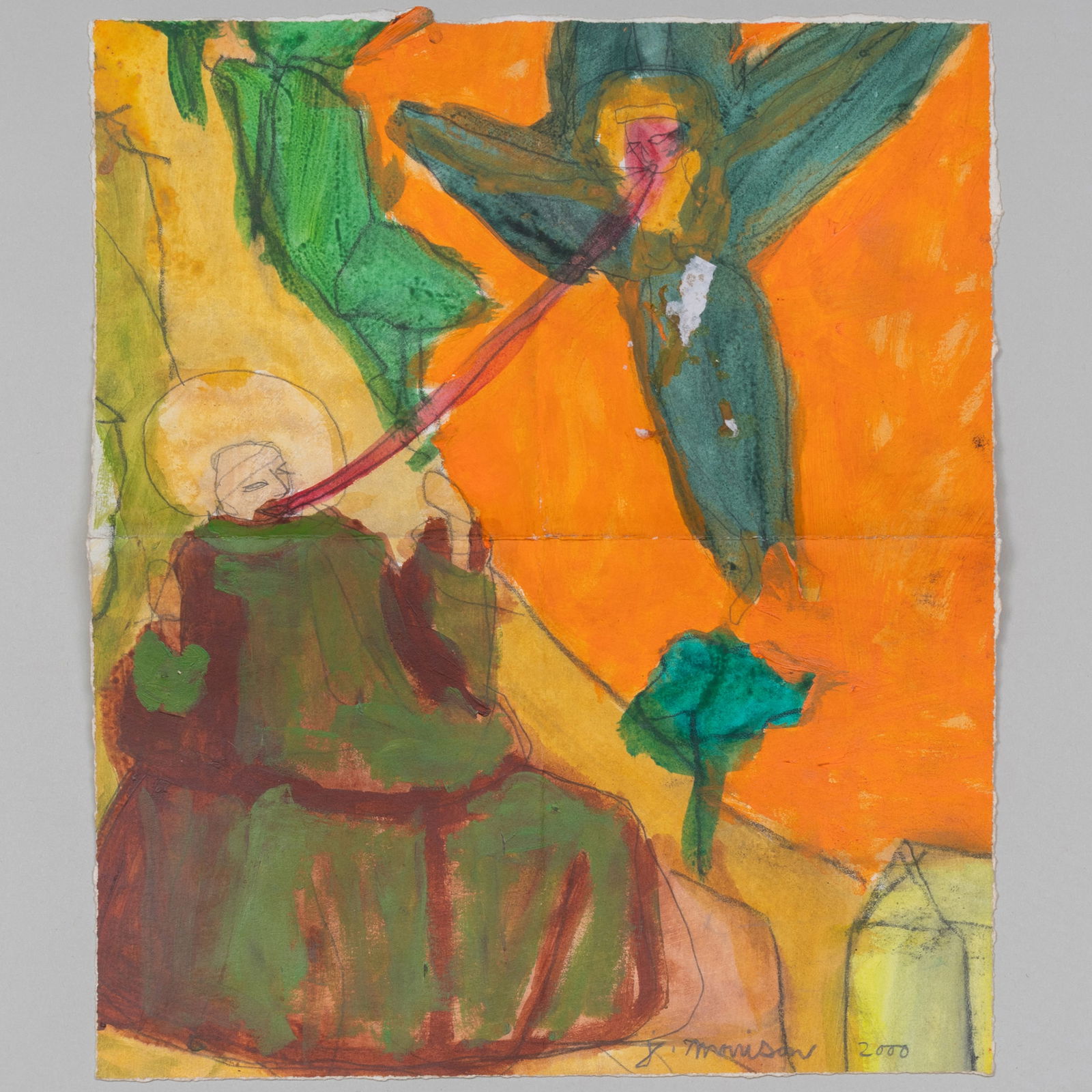 James Morrison: Untitled: James Morrison: Untitled Two-sided watercolor and collage on paper, 2000, signed 'J Morrison' and dated on one side, variously inscribed and signed on the other side. 15 x 12 3/8 in. (sheet), unframed