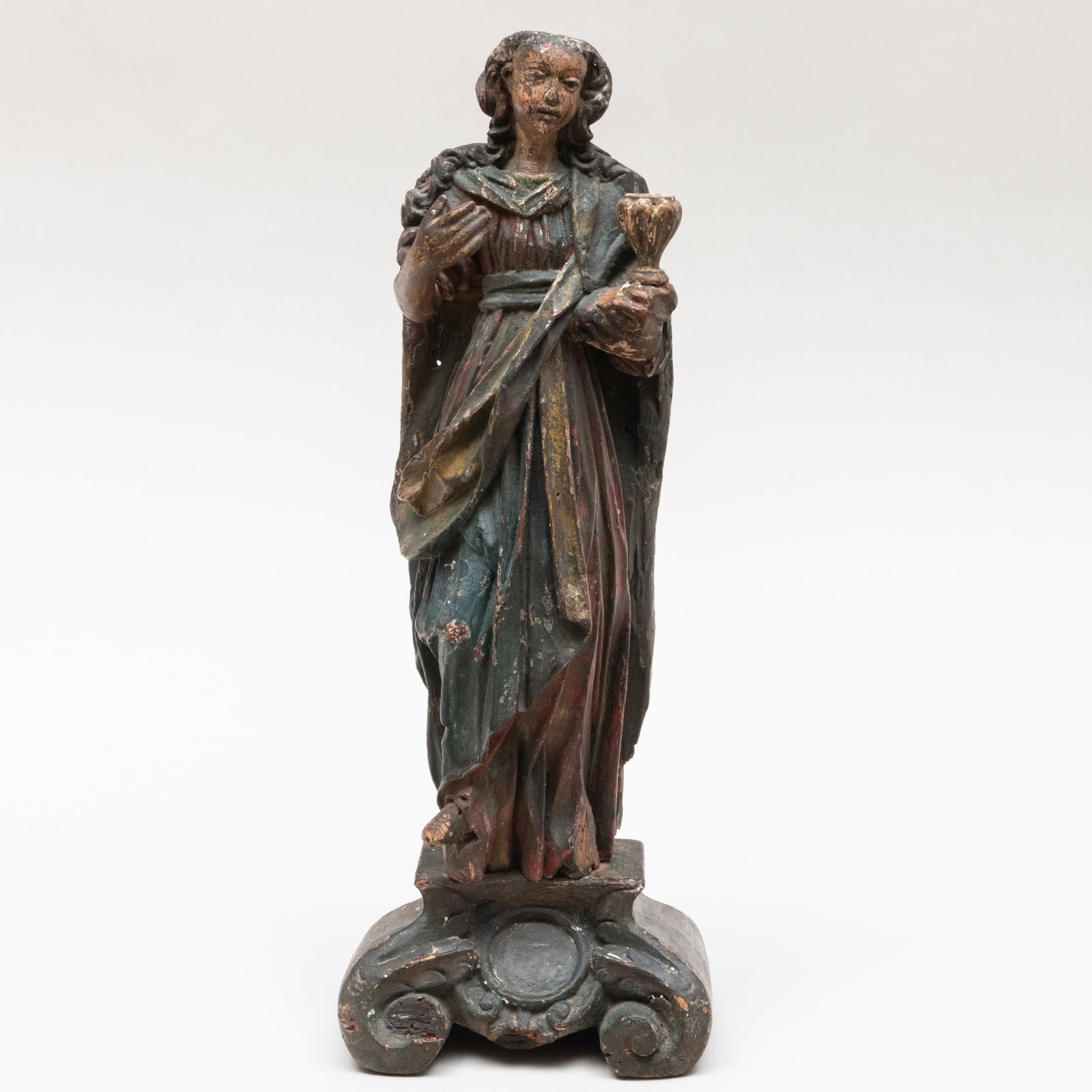 Continental Carved Polychromed Figure of Mary Magdalene (1 of 7)