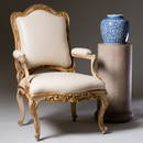 Pair of Italian Rococo Style Painted and Parcel-Gilt Armchairs, probably Venetian