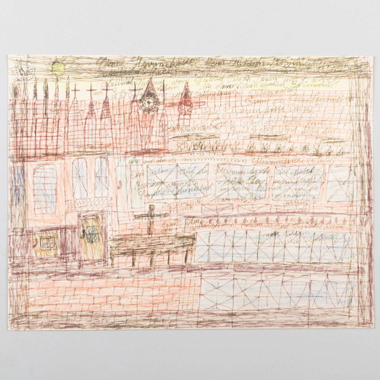 20th Century School: Untitled: 20th Century School: Untitled Crayon and pencil on paper, unsigned. 11 3/4 x 15 3/4 in. (sheet), unframed. The Collection of Donald Baechler.