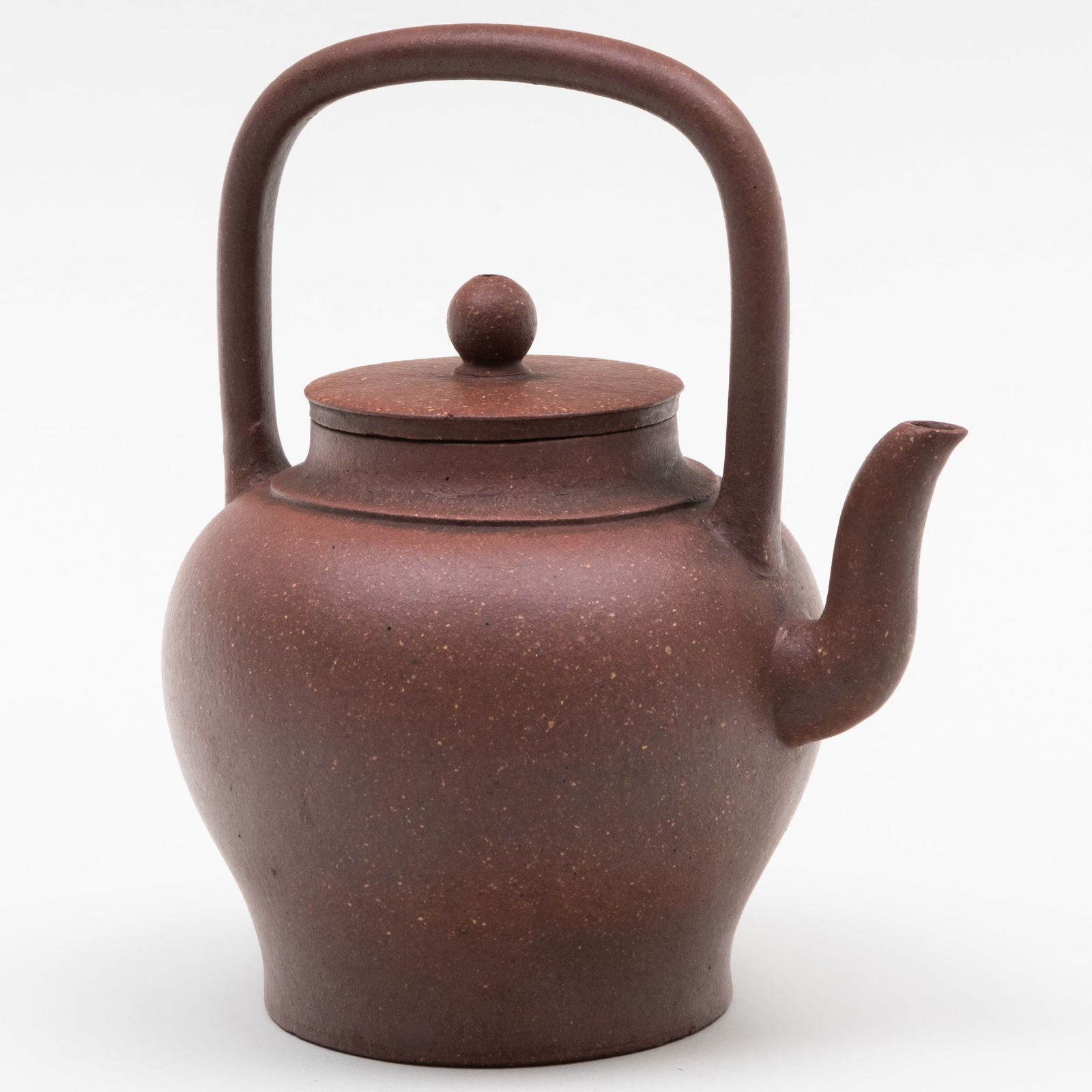 Chinese Yixing Pottery Overhead Handle Teapot and Cover (1 of 9)