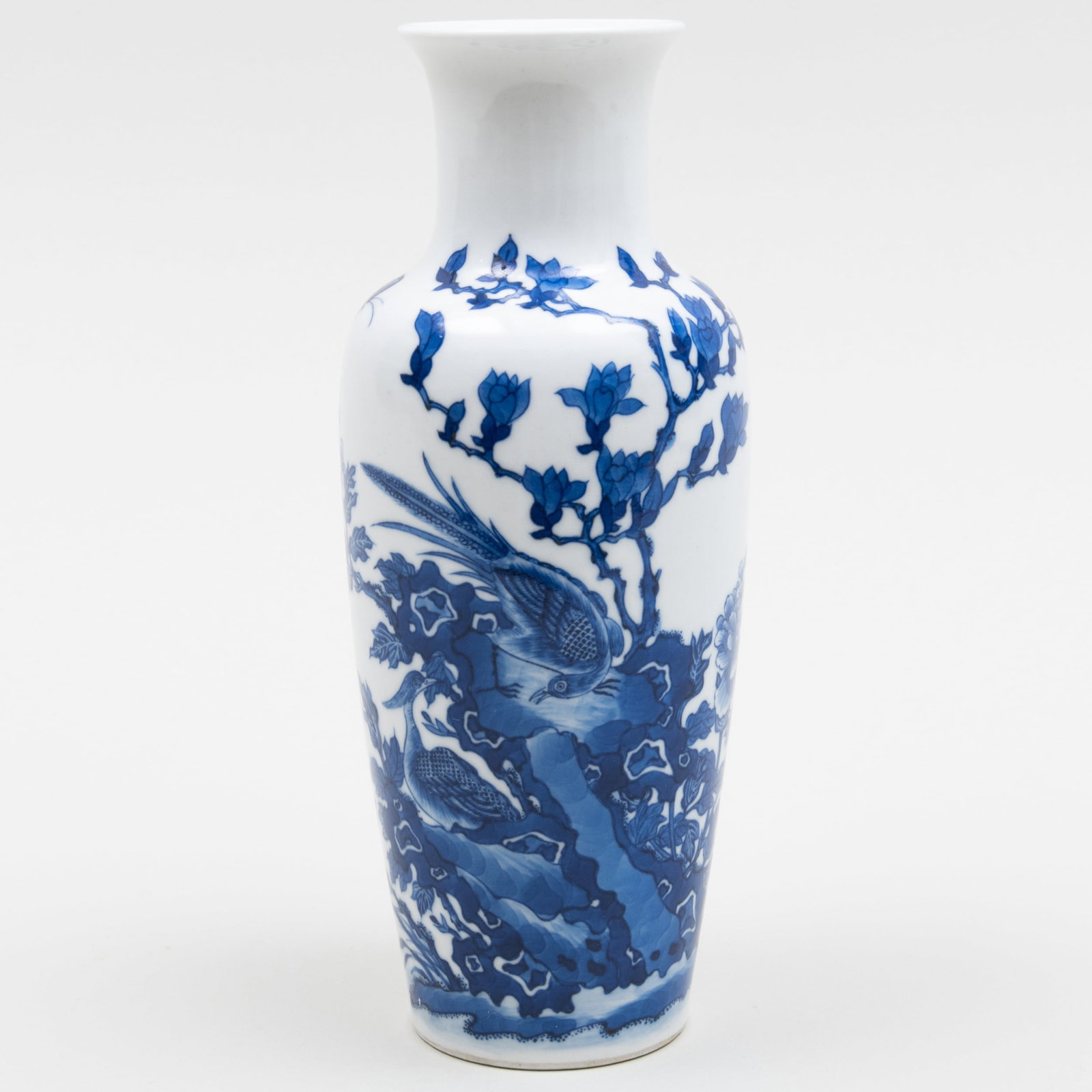 Chinese Blue and White Porcelain Baluster Vase: Chinese Blue and White Porcelain Baluster Vase Blue four character mark. 7 3/4 x 3 in. diam. By repute Asiantiques, Winter Park, FL. Property from the Collections of Loyd F. and Linda F. Crawley