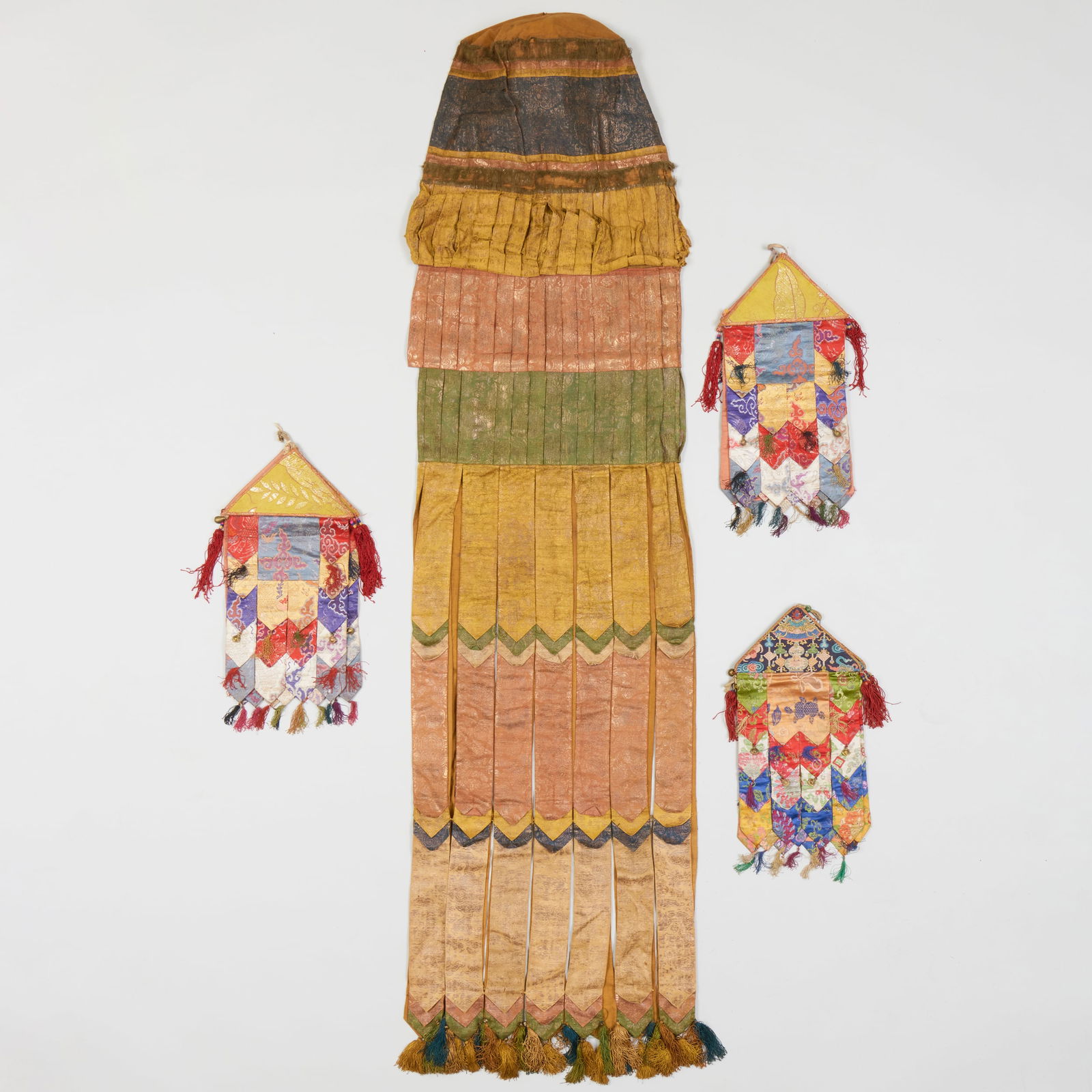 Group of Four Tibetan Embroidered and Tasseled Temple Banners (1 of 11)