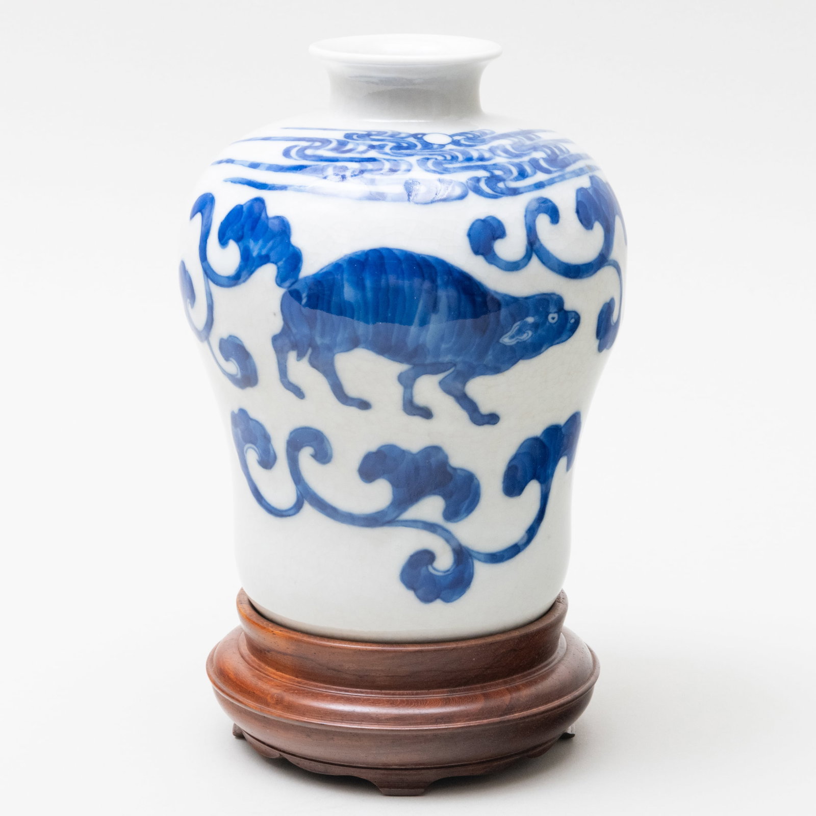Chinese Blue and White Porcelain Gourd Form Vase: Chinese Blue and White Porcelain Gourd Form VaseBlue leaf mark. 7 1/4 x 5 in. diam. Sold Gumps, San Francisco, CA, August 21, 1986. <