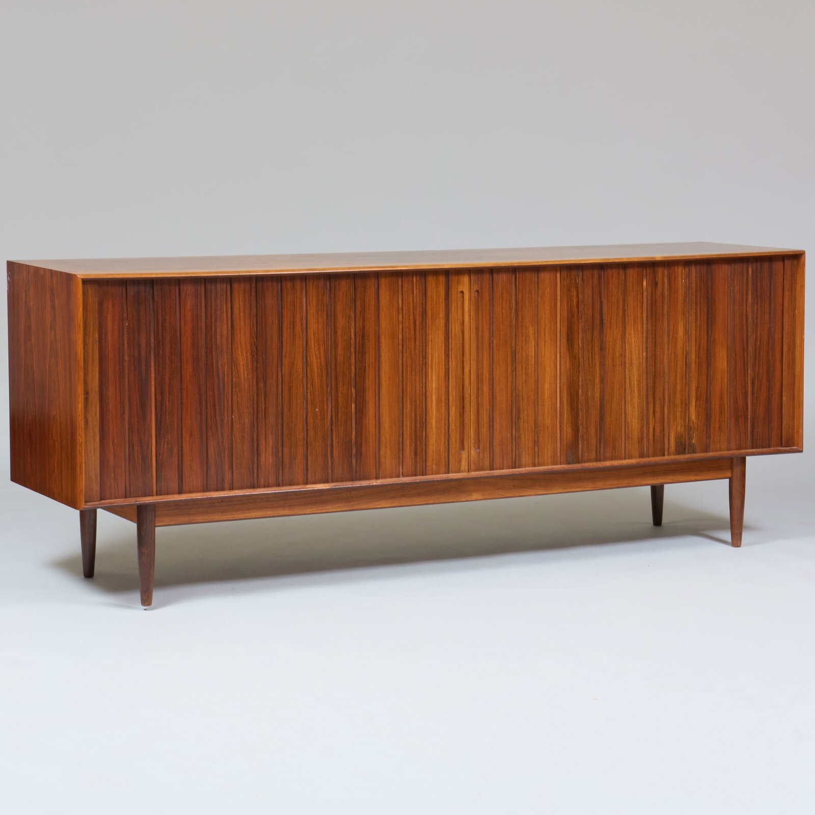 Mid-Century Danish Rosewood Credenza with Tambour DoorsÂ : Mid-Century Danish Rosewood Credenza with Tambour DoorsÂ 31 1/4 x 6 ft. 10 in. x 19 1/2 in.