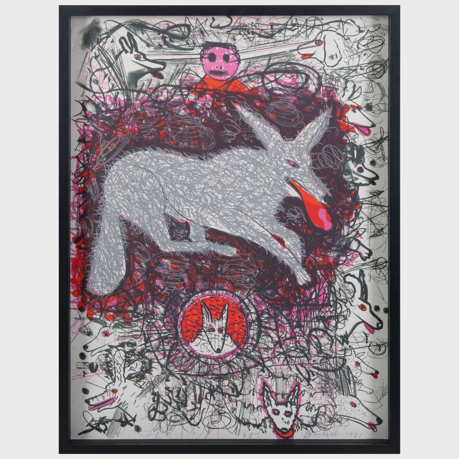 Roy de Forest (1930-2007): Untitled (Wolf) (1 of 3)