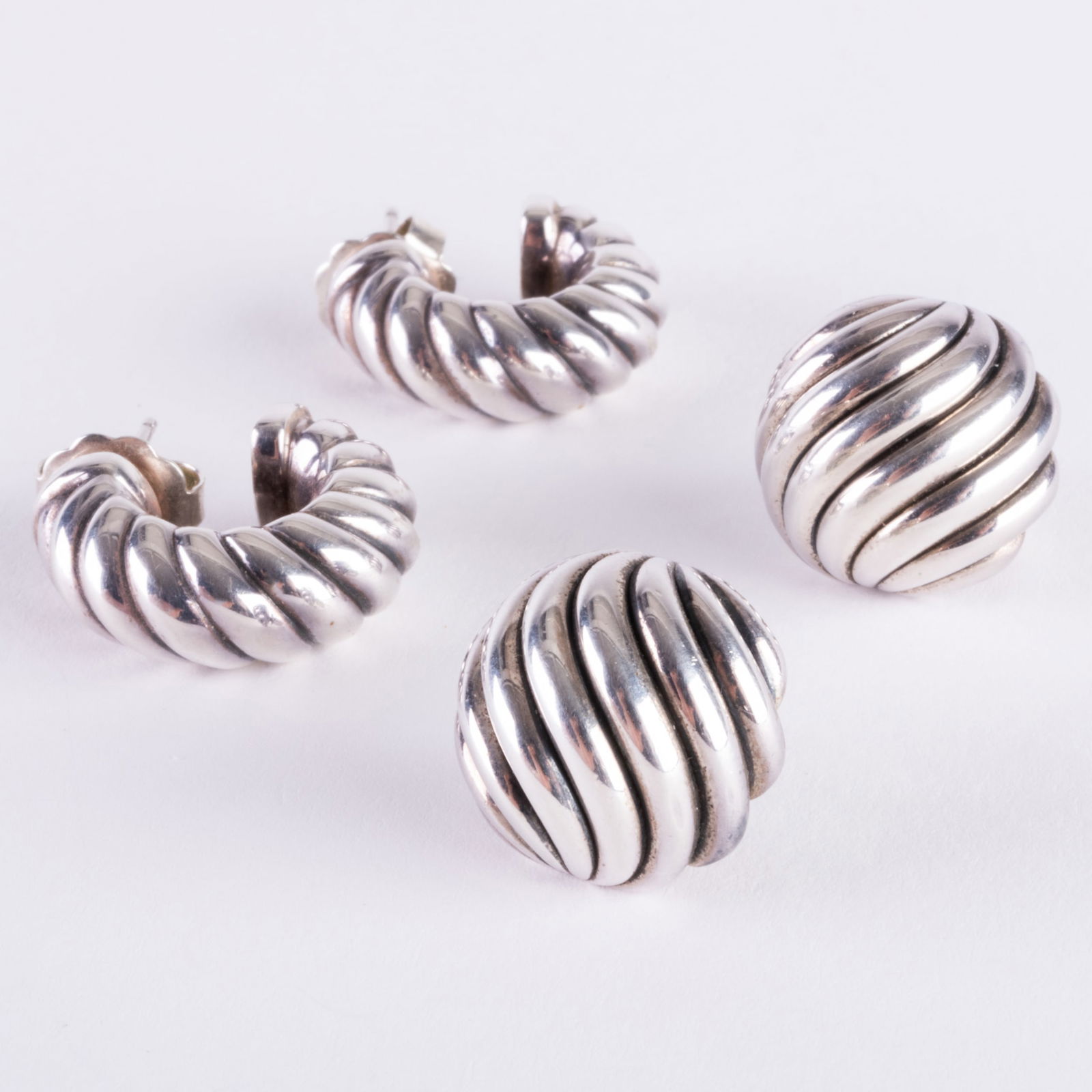 Two Pairs of David Yurman Sterling Silver Earrings (1 of 9)