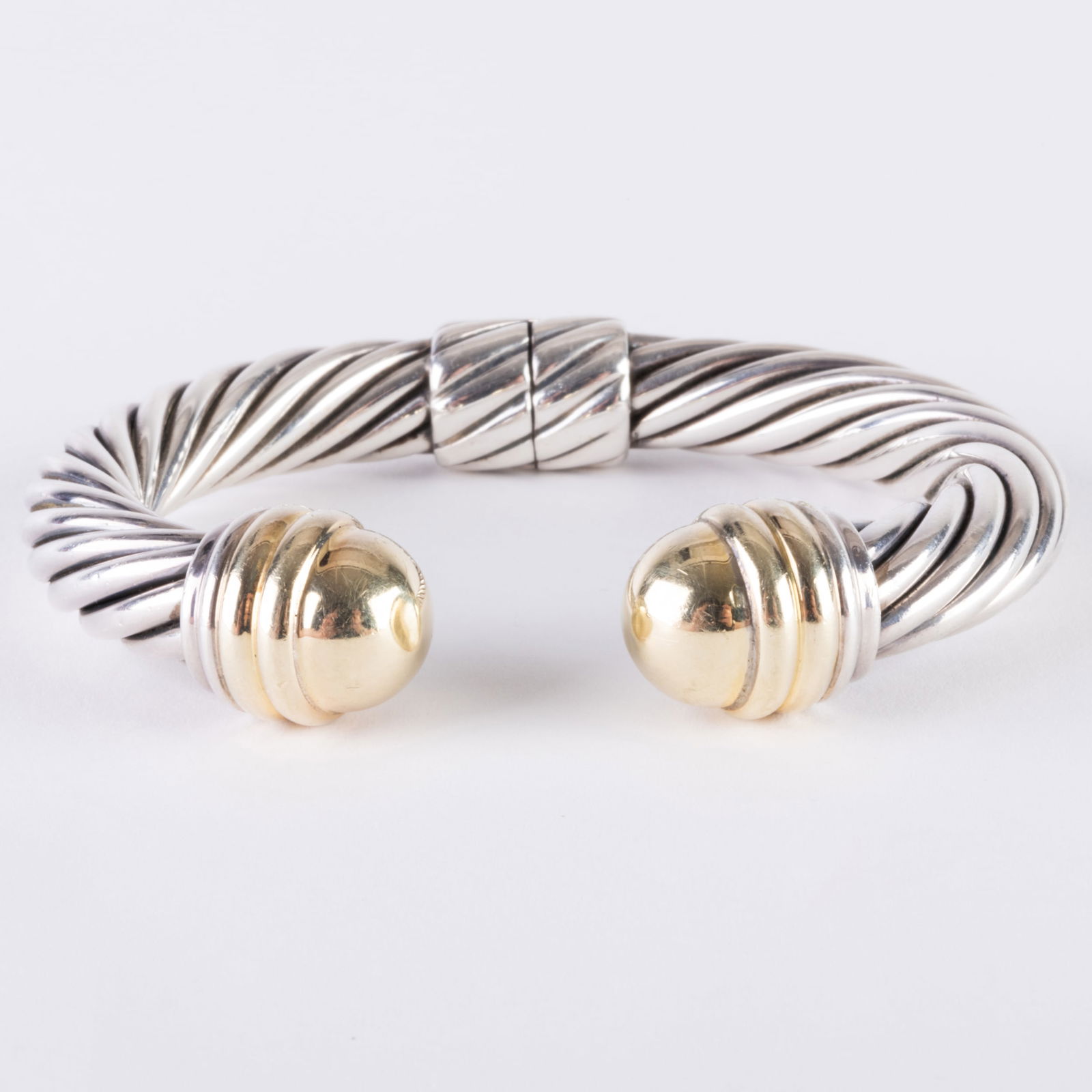 David Yurman Sterling Silver and 14k Gold Cuff Bracelet (1 of 6)