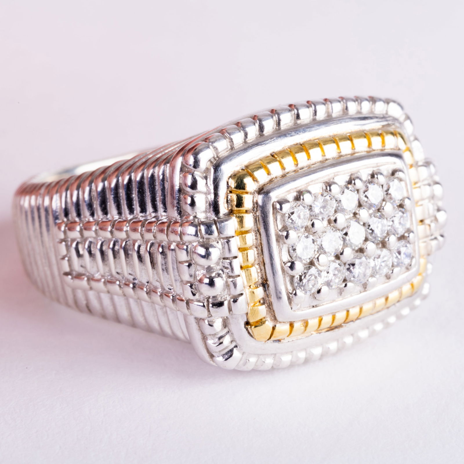 Judith Ripka Sterling, Silver, 18k Gold and Diamond Ring (1 of 8)