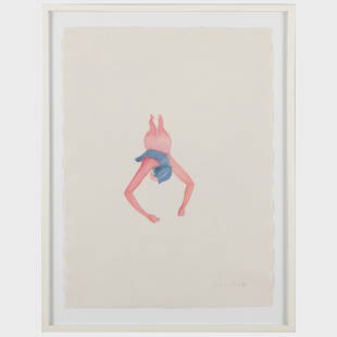 Hubert Schmalix (b. 1952): Figure: Hubert Schmalix (b. 1952): Figure Watercolor on paper, 1985, signed 'Schmalix' and dated lower right. 25 x 18 1/2 in. (sheet), 29 1/2 x 22 3/4 in. (frame). Margarete Roeder Private Collection.