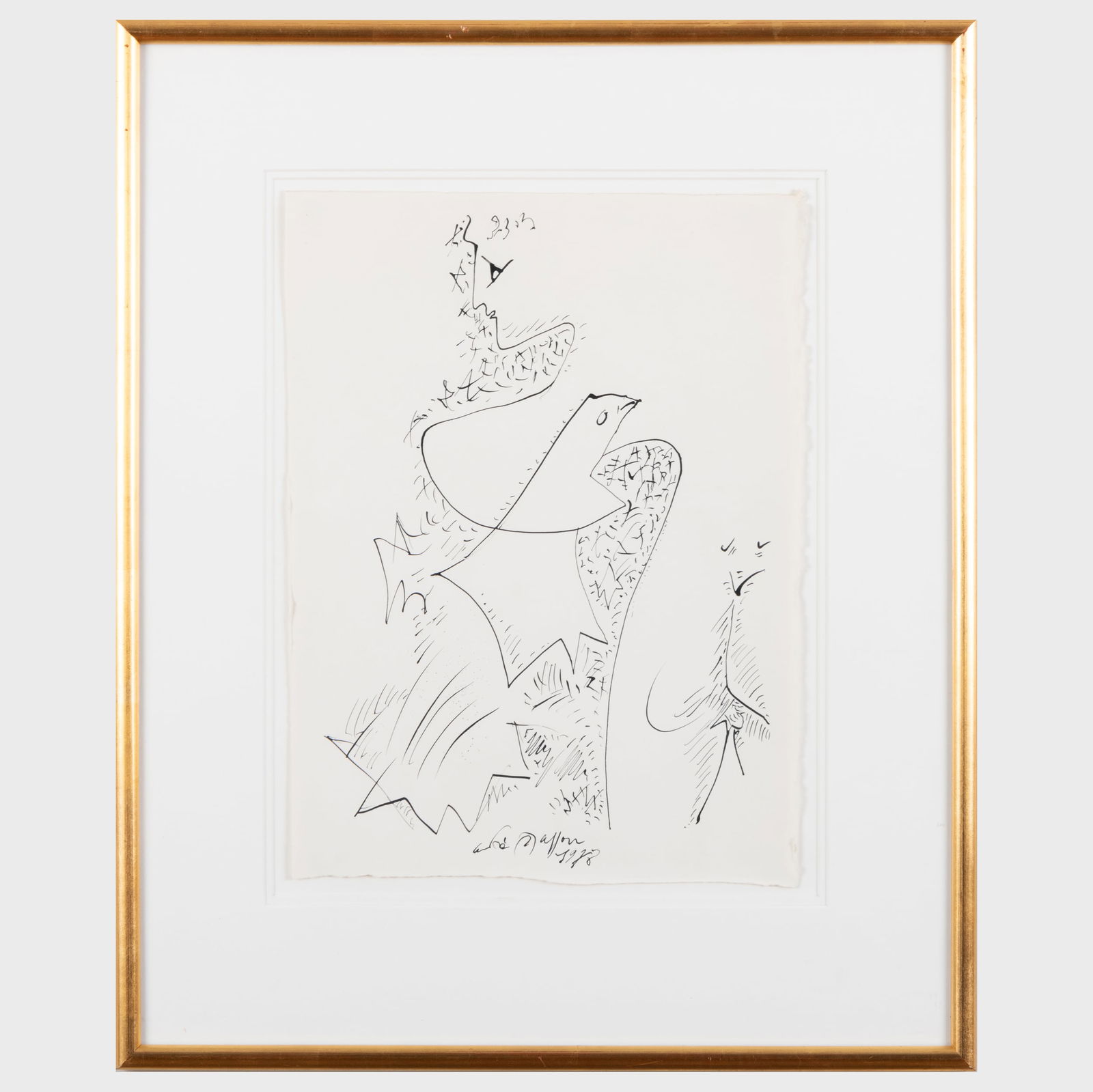 Attributed to Andra Masson (1896-1987): Untitled: Attributed to Andra Masson (1896-1987): Untitled Ink on paper, 1978, signed 'Andre Masson' and dated lower center. 15 x 11 in. (sheet), 23 x 18 3/4 in. (frame).