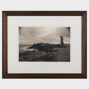 Kenro Izu (b. 1949): Moai, Easter Island, Chile; Dawn at Giza Pyramids, Egypt; and Pyramid at Niche,: Kenro Izu (b. 1949): Moai, Easter Island, Chile; Dawn at Giza Pyramids, Egypt; and Pyramid at Niche, Tajin, Mexico Three gelatin silver prints, 1989, printed 1990, 1987, printed 1996, and 1985, printe