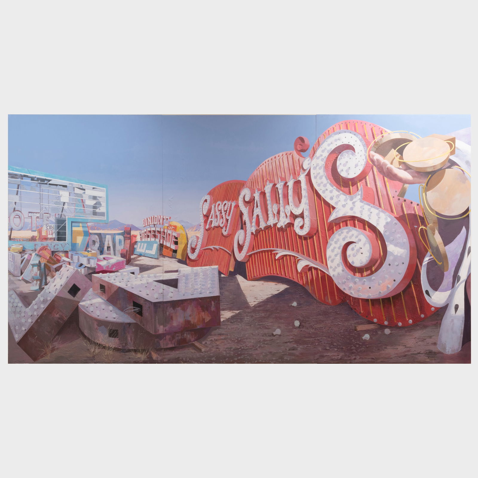 Adam Cvijanovic (b. 1960): Sassy Sally: Adam Cvijanovic (b. 1960): Sassy Sally Latex on three Tyvek panels, 2003, signed lower left on the left panel. Each panel 102 x 65 in., unframed.