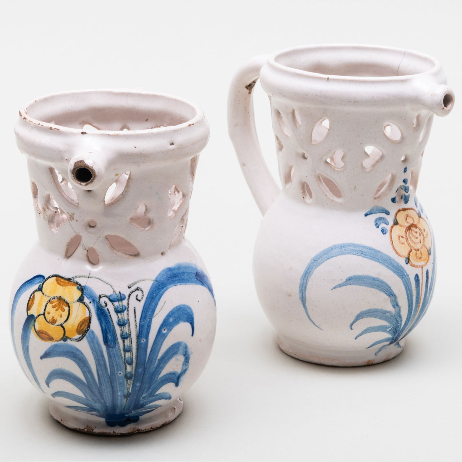 Pair of Faience Puzzle Jugs (1 of 8)