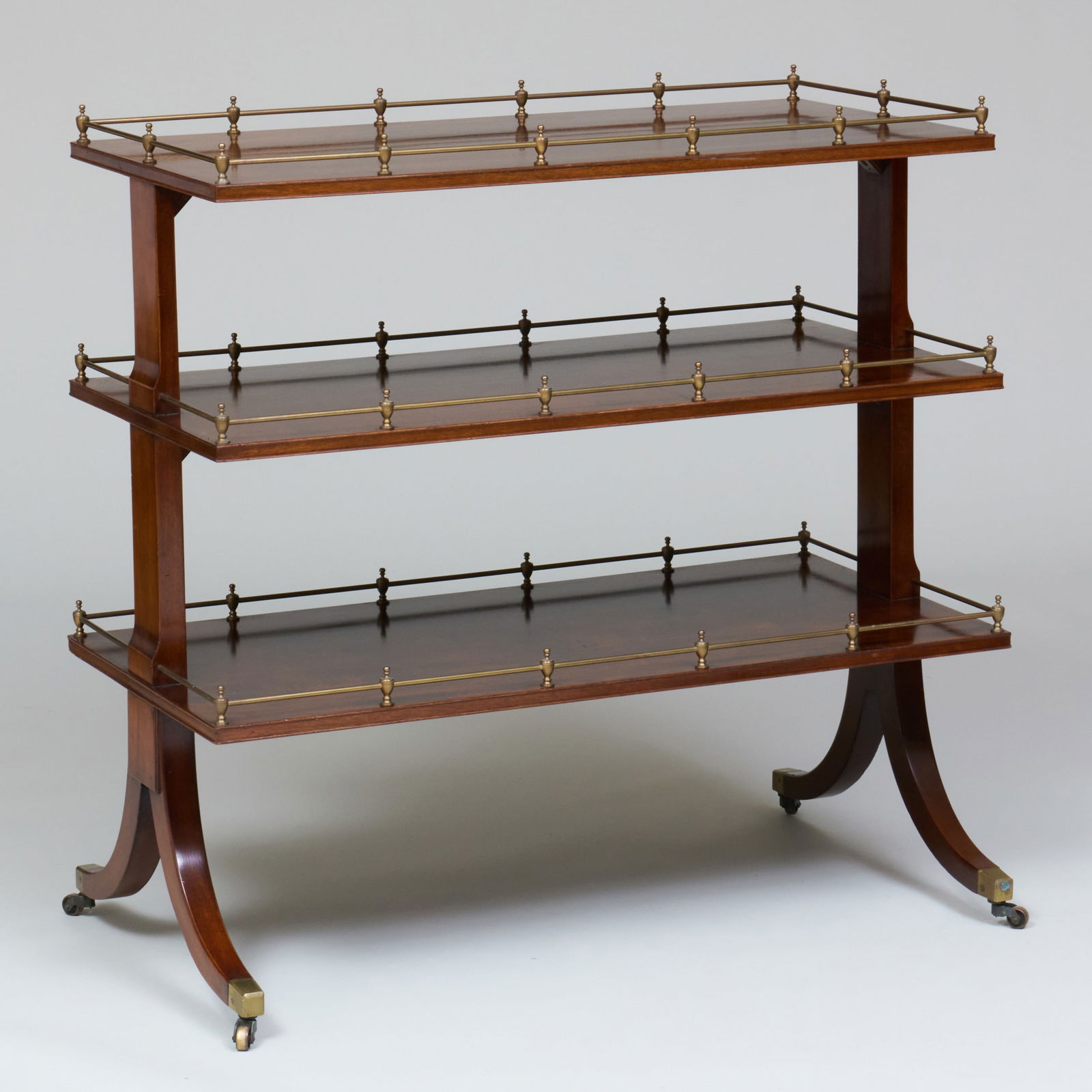 Regency Style Brass-Mounted Mahogany Three-Tier Server (1 of 10)