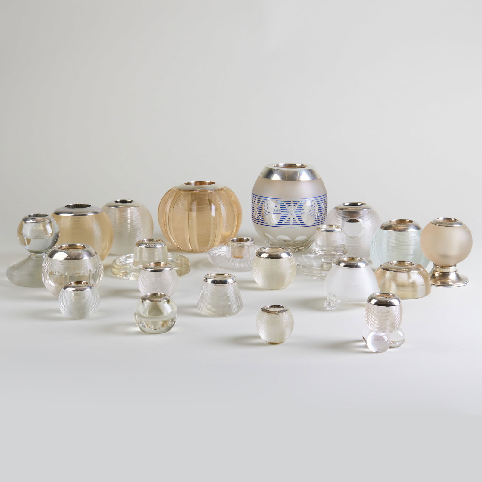 Group of Twenty-Three English Silver Mounted Glass Match Strikers (1 of 20)