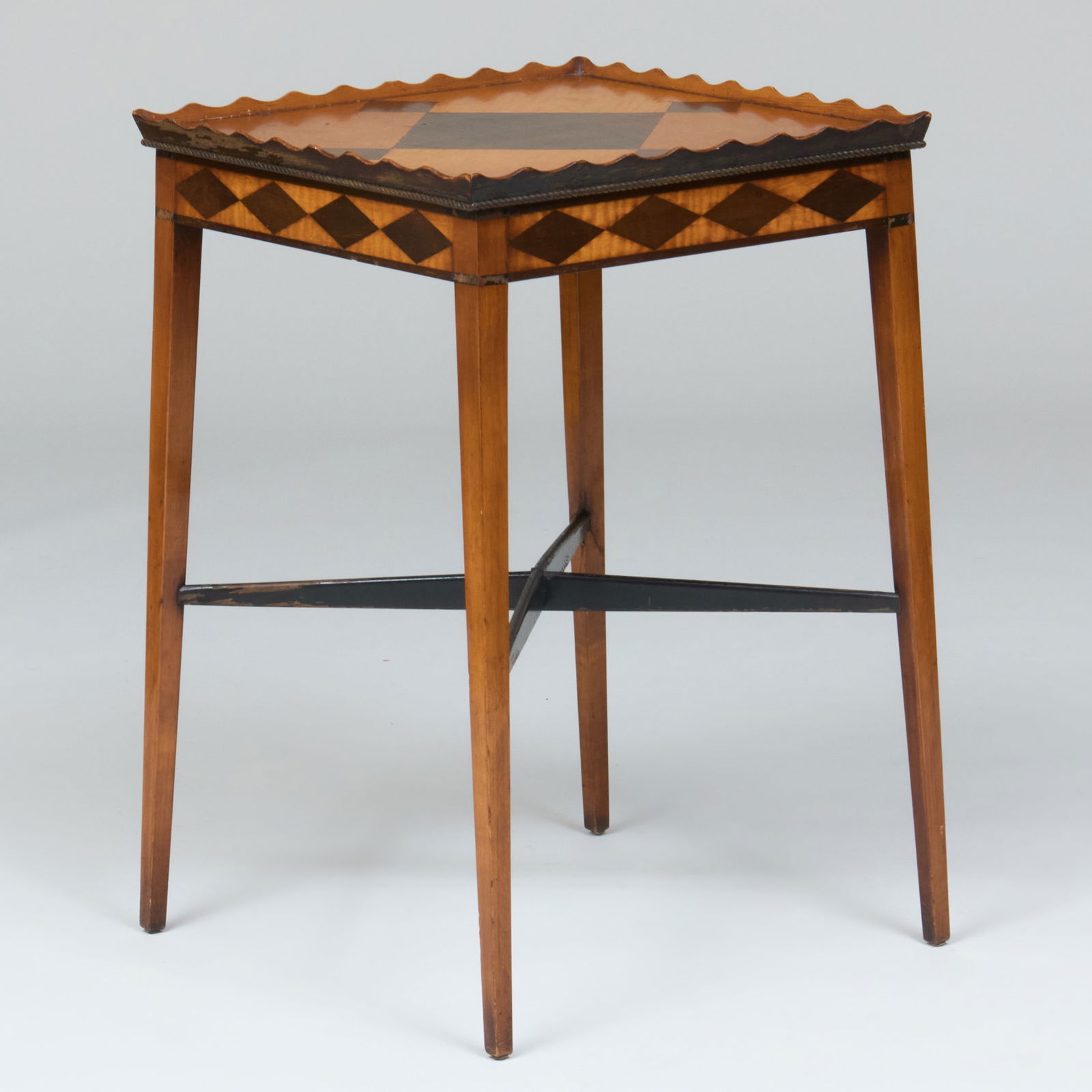 George III Style Satinwood and Mahogany Inlaid Ebonized Side Table (1 of 10)