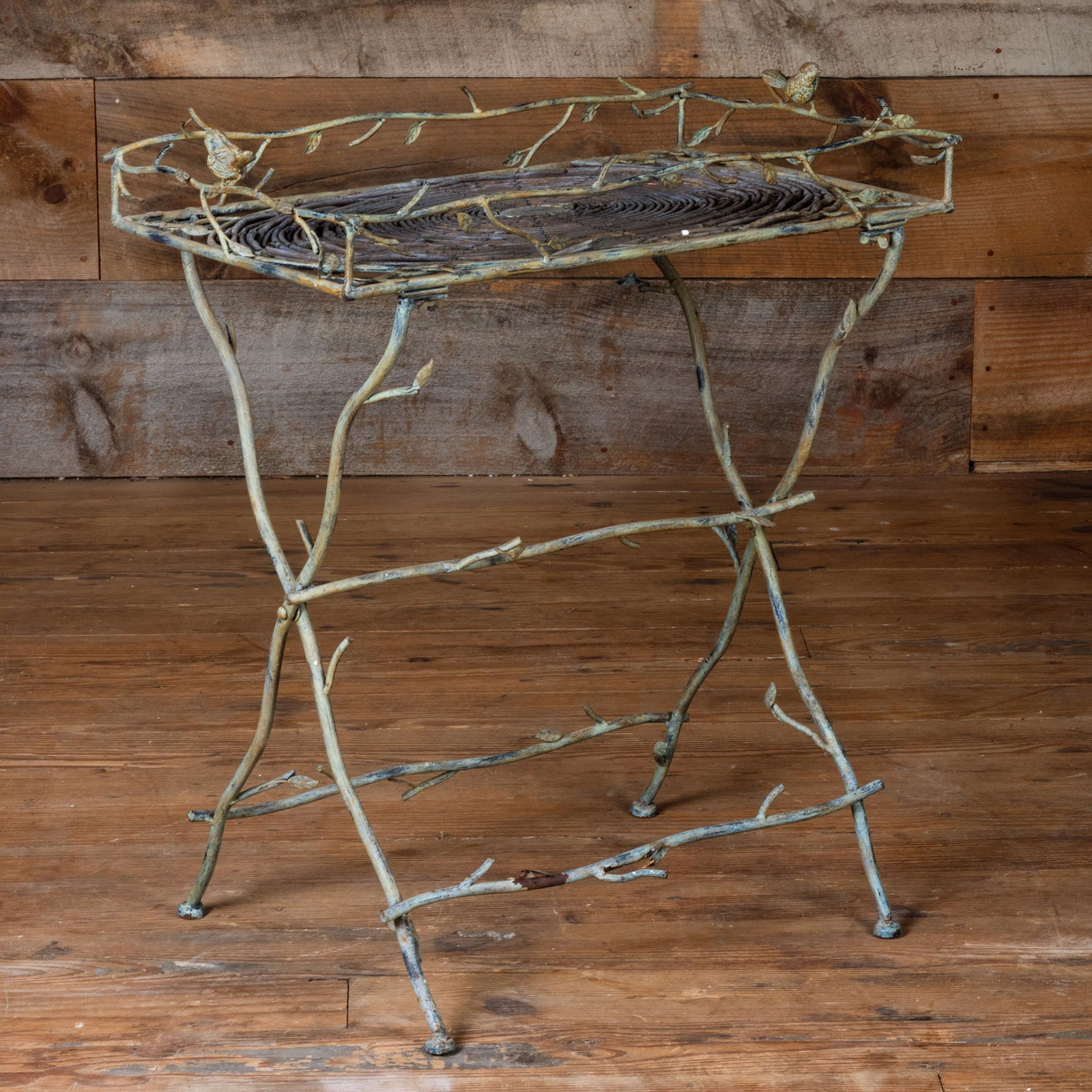 Painted Wrought-Iron Twig Form Tray Table with Birds (1 of 8)