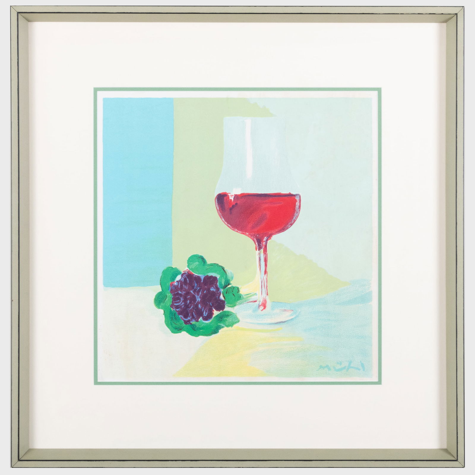 Roger Muhl (1929-2008): Wine and Flower; Untitled; Blue Landscape; and Orange and Green Landscape: Roger Muhl (1929-2008): Wine and Flower; Untitled; Blue Landscape; and Orange and Green Landscape Four lithographs in colors on wove paper, one as greeting card, three signed in pencil, one numbered