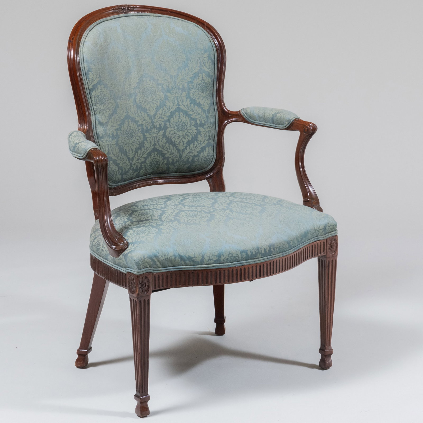 George III Carved Mahogany Armchair: George III Carved Mahogany Armchair 37 1/2 x 25 x 20 1/2 in. height of seat 16 in.
