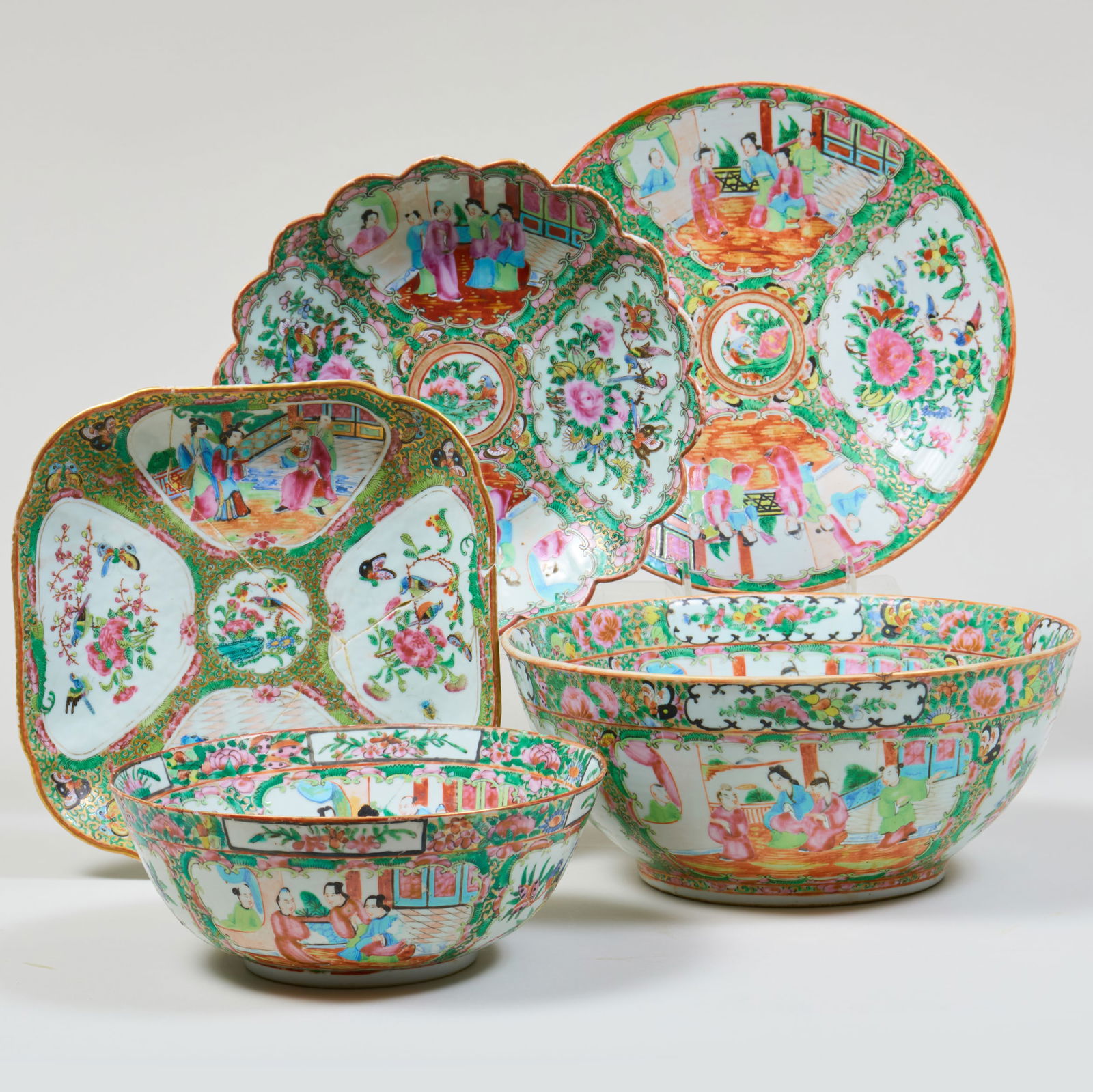 Group of Chinese Export Rose Medallion Porcelain Serving Wares (1 of 20)