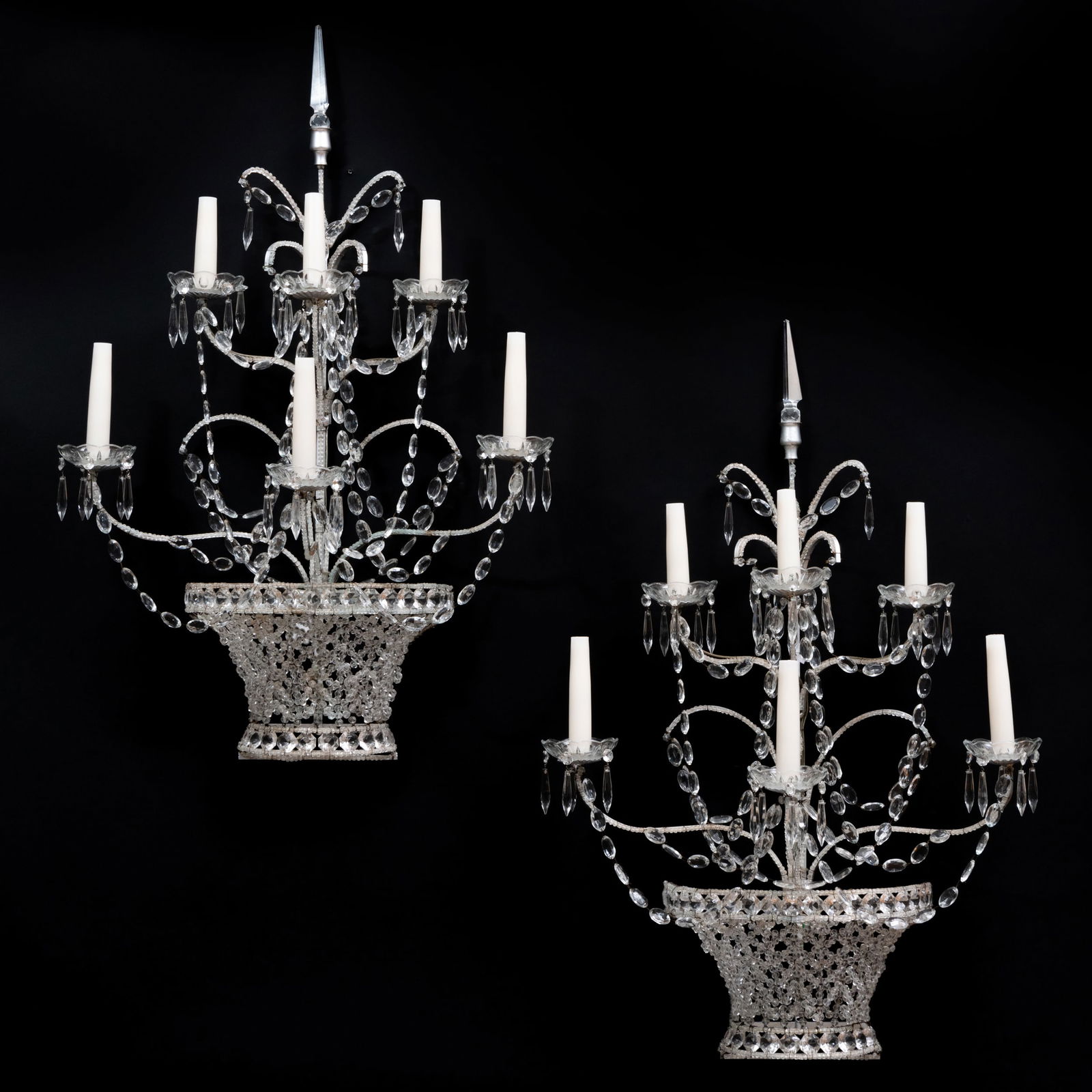 Pair of Modern Beaded and Cut-Glass Six-Light Wall Sconces (1 of 8)